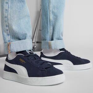 Womens Puma Classic Navy and White Suede Sneakers, Size EU 35.5
